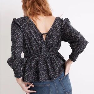 Madewell Tie-Back Peplum Top in Campden Daisies